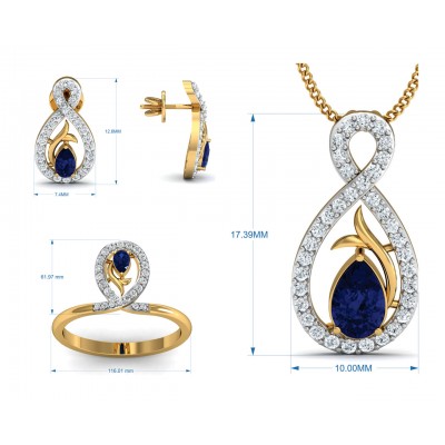 Tarini Blue Sapphire & Diamond Pendant Set